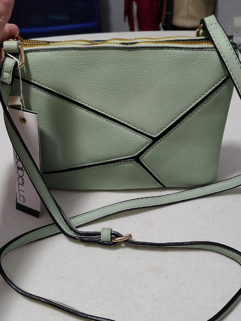 Brand New Mint Crossbody Bag - Modern Geometric Design